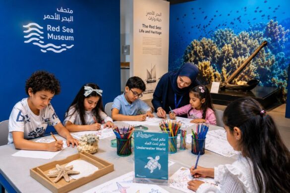 Families engaging with interactive exhibits at Red Sea Museum in Jeddah on International Museum Day.
