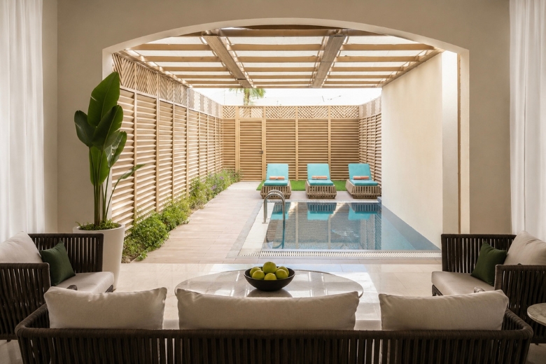 The luxury swimming pool area for families at Rixos Obhur Jeddah